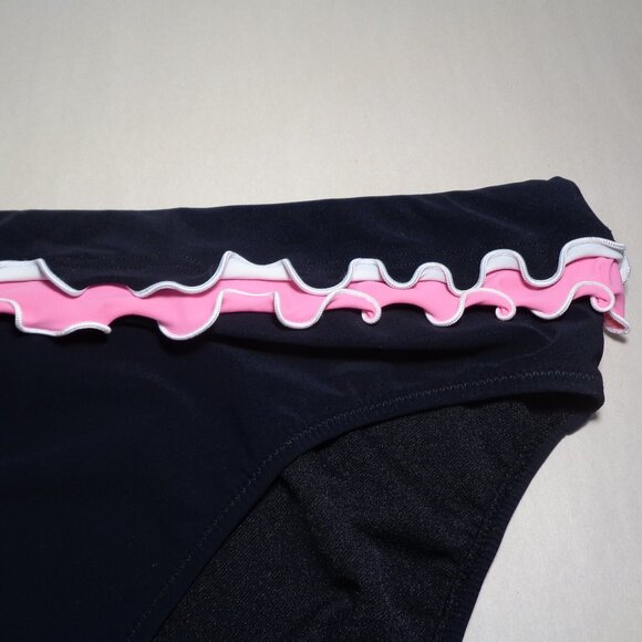 Profile by Gottex by Size 14 / RUFFLE BANDED  / Black / New Bikini Bottom - Picture 3 of 15
